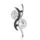 Floral Design Pendant With Black And White Crystals, image 