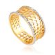 Cut Out Design Bicolor Band Ring, Ring Size: 6.5 / 17, image 
