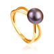Minimalist Dark Pearl Ring, Ring Size: 6 / 16.5, image 