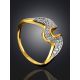 Wavy Ring With Crystals, Ring Size: 7 / 17.5, image , picture 2