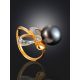 Classy Dark Pearl Ring With Shimmering Crystals, Ring Size: 6 / 16.5, image , picture 2