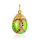 Chic Green Enamel Egg Pendant With Pink Crystals The Romanov, image 