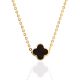 Classy Gilded Chain Necklace With Amber Clover Shaped Pendant, image 