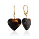 Textured Amber Heart Earrings, image 