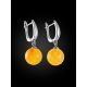 Honey Colored Amber Sphere Earrings, image , picture 4