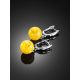 Honey Colored Amber Sphere Earrings, image , picture 2
