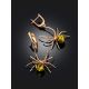 Chic Spider Design Earrings With Amber, image , picture 2