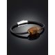 Leather Strap Bracelet With Textured Amber Centerstone, image , picture 2