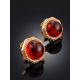 Gilded Earrings With Cognac Amber Centerpiece, image , picture 2