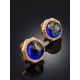 Gilded Earrings With Blue Amber, image , picture 2