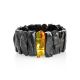 Bold Amber Cuff Bracelet With Insect, image 