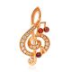 Shimmering Musical Note Brooch With Amber And Crystals, image 