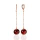 Classy Chain Earrings With Amber Balls, image 