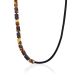 Textile Cord Necklace With Mix Tone Amber Beads, image 