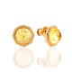 Bright Lemon Amber Stud Earrings, image 