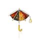 Playful Umbrella Brooch With Amber, image 