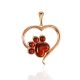 Heart Motif Pendant With Amber Paw, image 
