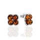 Chic Amber Clover Earrings, image 