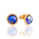 Gilded Earrings With Blue Amber, image 