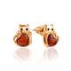 Amber Cat Stud Earrings, image 