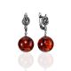 Designer Snake Motif Earrings With Amber, image 