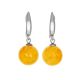 Honey Colored Amber Sphere Earrings, image 