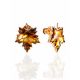 Maple Leaf Earrings With Amber, image 