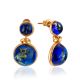 Iridescent Blue Amber Earrings, image 