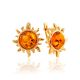 Sun Earrings With Amber Centerstones, image 