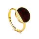 Round Amber Ring In Gold-Plated Silver The Monaco, Ring Size: 9 / 19, image 