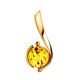 Round Amber Pendant In Gold-Plated Silver The Sphere, image 