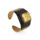Golden Color Leather Bracelet With Green Amber The Nefertiti, image 