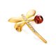Gold Plated Brooch With Amber And Crystals The Beoluna, image 
