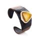 Dark Leather Cuff Bracelet With Honey Amber The Nefertiti, image 