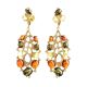 Gold-Plated Drop Earrings With Multicolor Amber The Verdi, image 