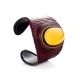 Dark Leather Cuff Bracelet With Honey Amber The Nefertiti, image 