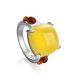 Stylish Geometric Amber Ring In Sterling Silver The Prussia, Ring Size: 10 / 20, image 