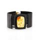 Dark Leather Bracelet With Honey Amber The Amazon, image 