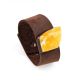 Handcrafted Leather Bracelet With Honey Amber And Wood The Indonesia, image 