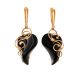 Golden Drop Earrings With Black Synthetic Onyx The Serenade, image 