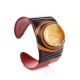 Bright Leather Cuff Bracelet With Honey Amber The Nefertiti, image 