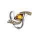 Sterling Silver Amber Ring With Crystals The Raphael, Ring Size: 11 / 20.5, image 