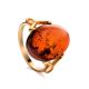 Gold-Plated Cocktail Ring With Cognac Amber The Napoli, Ring Size: 8 / 18, image 