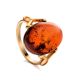 Gold-Plated Cocktail Ring With Cognac Amber The Napoli, Ring Size: 6 / 16.5, image 