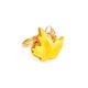 Leaf Shaped Amber Ring In Gold The Canada, Ring Size: Adjustable, image 