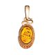 Oval Amber Pendant In Gold With Crystals The Raphael, image 