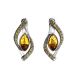 Latch Back Amber Earrings In Sterling Silver With Crystals The Raphael, image 