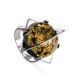 One Size Amber Ring In Sterling Silver The Saturn, Ring Size: Adjustable, image 