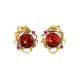 Round Gold-Plated Earrings With Cognac Amber And Crystals The Pompadour, image 