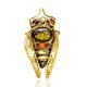 Fabulous Gold Plated Brooch With Multicolor Amber The Cicade, image 